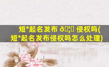 短*
起名发布 🦍 侵权吗(短*
起名发布侵权吗怎么处理)